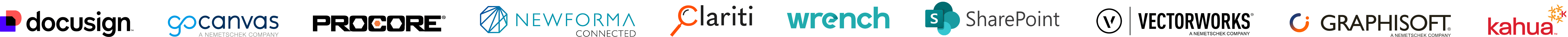 Integration partners including Procore, Autodesk Construction Cloud, Microsoft 365, and Google Drive