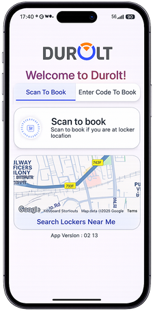 Durolt Mobile App — locker booking and access on iOS and Android