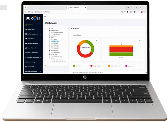 Durolt Portal — locker fleet dashboard with live monitoring and access management